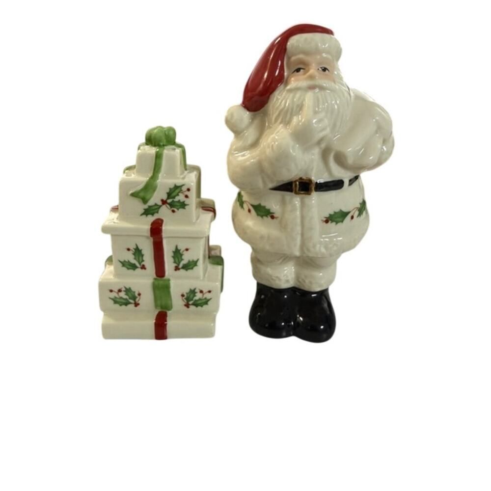 Lenox Figural Salt & Pepper Shaker Set "Hosting the Holidays" Santa and Presents
